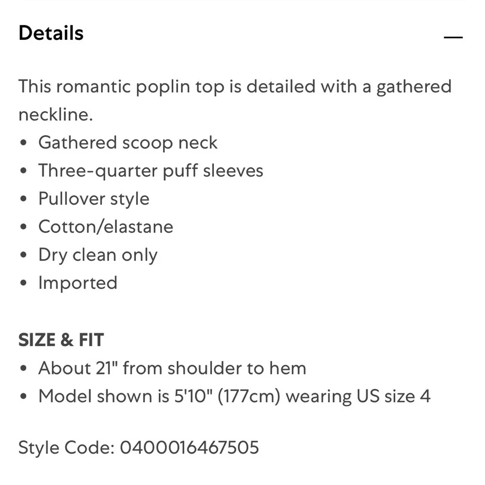 NWT Kate Spade Aperitif Poplin Top Size Small